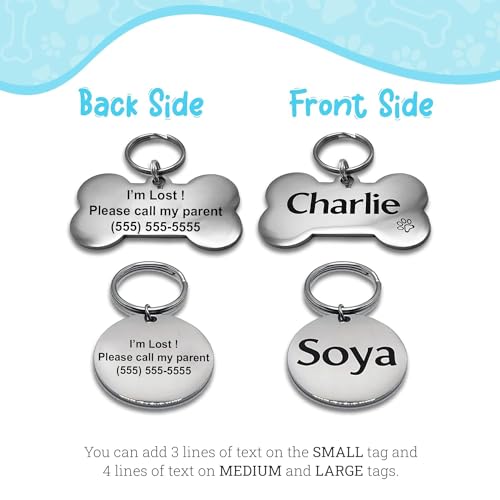 UNIIKA Personalized Custom Dog Tags Engraved Pet Canada (Lifetime Replacements) - Medaille Pour Chien et Chat Personnalisée, Deep Engraved on Both Sides (Small, Silver)