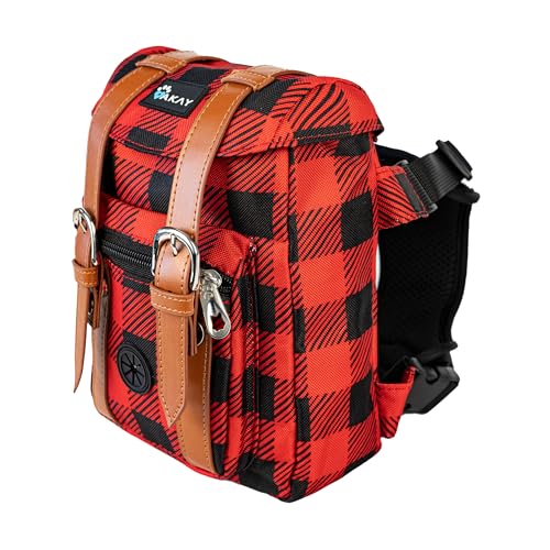 Sac à dos de transport pour chien AKAY de taille moyenne, idéal pour la randonnée, la marche et les voyages – Rouge – 21 x 16 x 6,3 cm