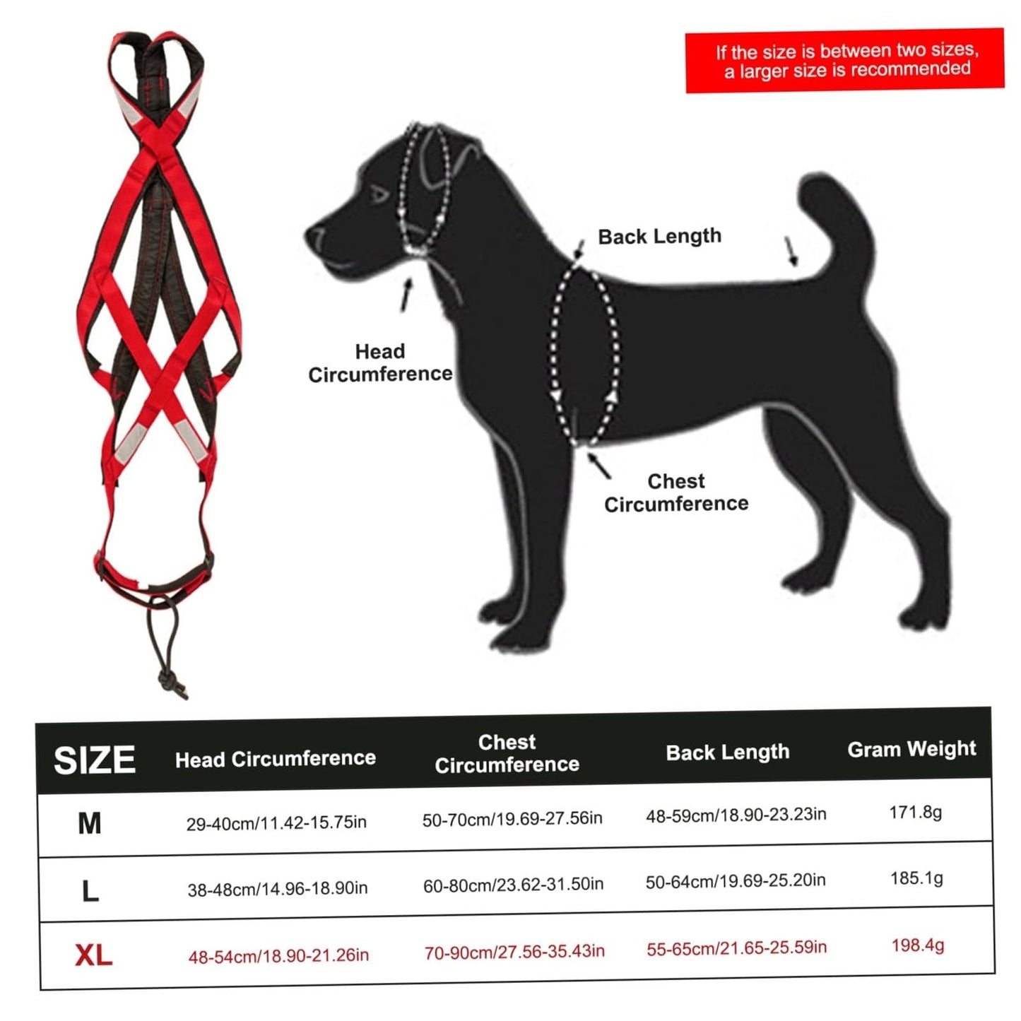 Harnais de traction réglable et robuste pour chien, en nylon imperméable avec bandes réfléchissantes, pour la course et le traîneau, pour les grandes races, le bikejoring, le skijoring, le canicross et le traîneau à chiens (noir, M)