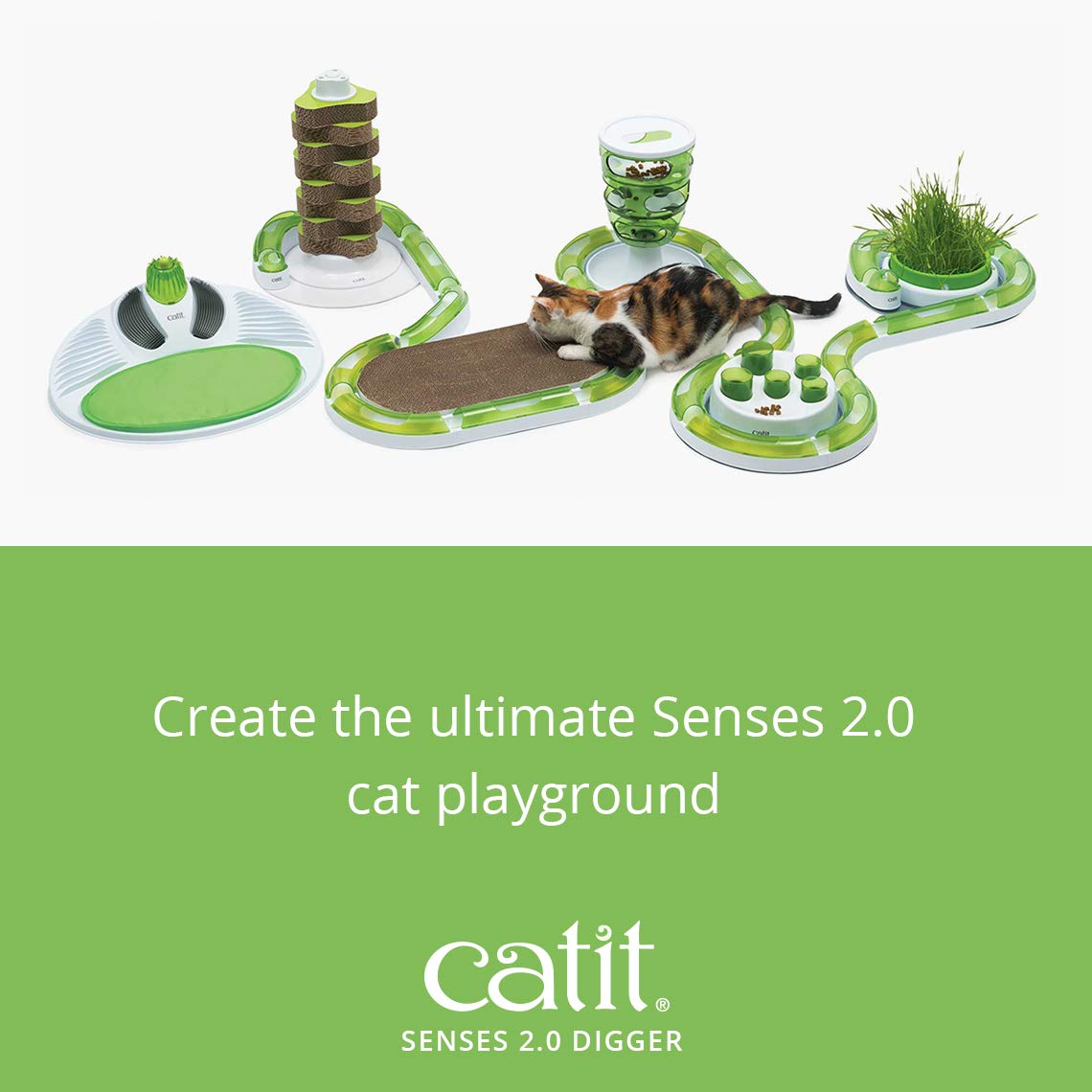 Jouet interactif Catit Senses 2.0 Digger pour chat, vert, pour chats d'intérieur, jouets interactifs pour chats, jouets pour chatons, jouets interactifs pour chats d'intérieur, jeux pour chats