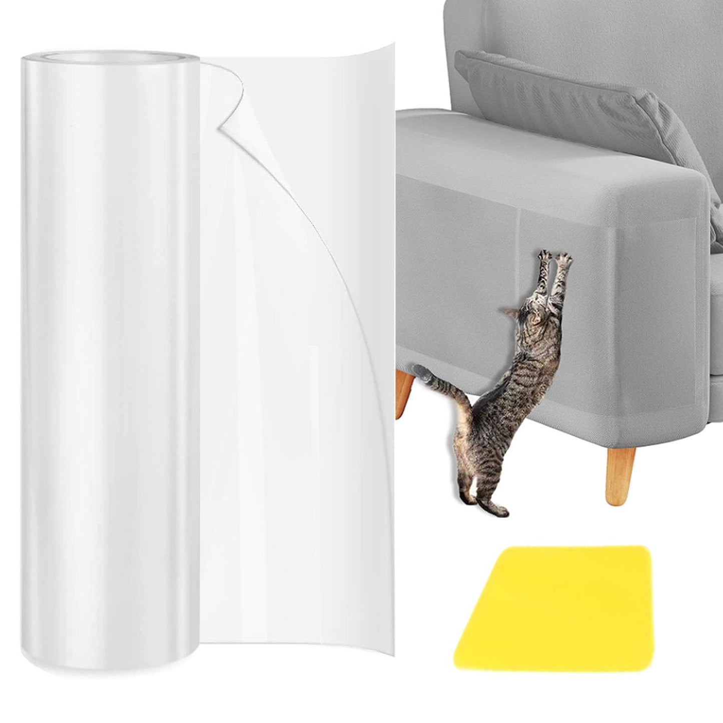 Protection anti-rayures pour chat 30 x 299 cm, autocollante, simple face, pour meubles, canapé, transparent, à découper soi-même