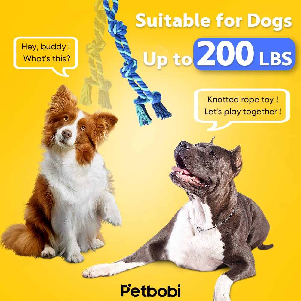 Petbobi Bungee Dog Toy, Tether Tug Outdoor Dog Toy for Pitbull Interactive & Exercise, Spring Pole Tether Tug of War Toy with Durable Rope, Outdoor Hanging Toys for Large Dogs Reduce Boredom, Blue