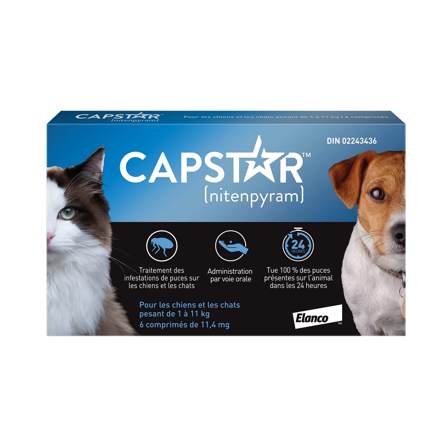 Traitement oral antipuces Capstar pour petits chiens et chats de 1 à 11 kg - paquet de 6