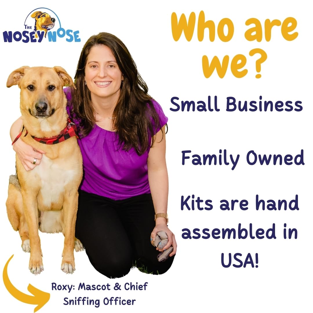 The Nosey Nose Dog Scent Training Kit - Clove Scent Zipper Pouch with Bag & Brain Puzzle Games - Nosework Scentwork Games for All Ages Dog