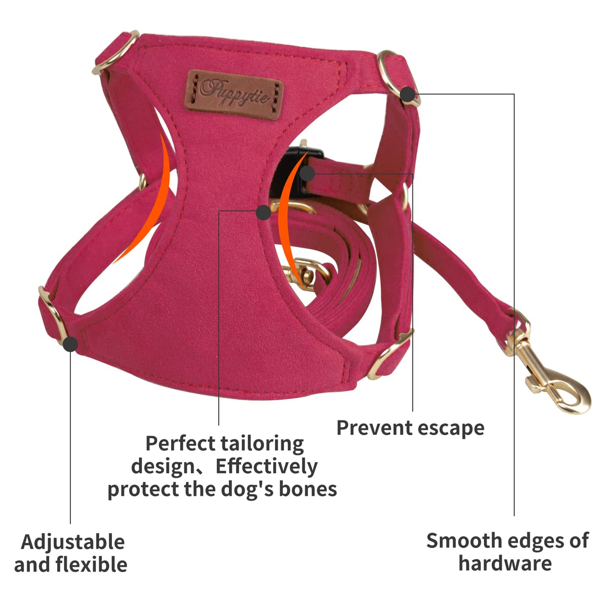 No Pull Small Dog Harness with Multifunction Dog Leash,Lightweight Soft Adjustable No Choke Escape Proof Pet Harness Vest Pet Harness Vest,red,S