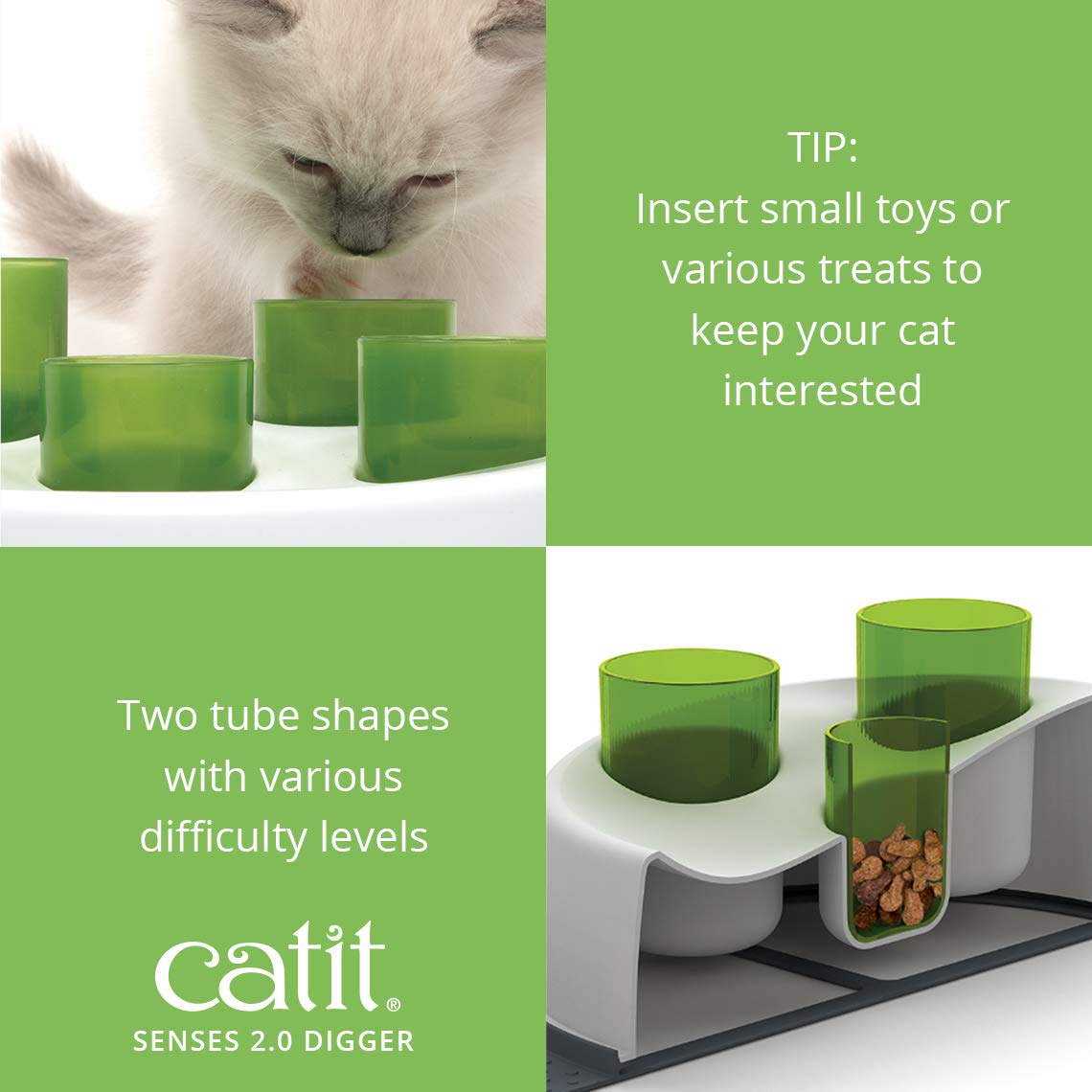 Jouet interactif Catit Senses 2.0 Digger pour chat, vert, pour chats d'intérieur, jouets interactifs pour chats, jouets pour chatons, jouets interactifs pour chats d'intérieur, jeux pour chats