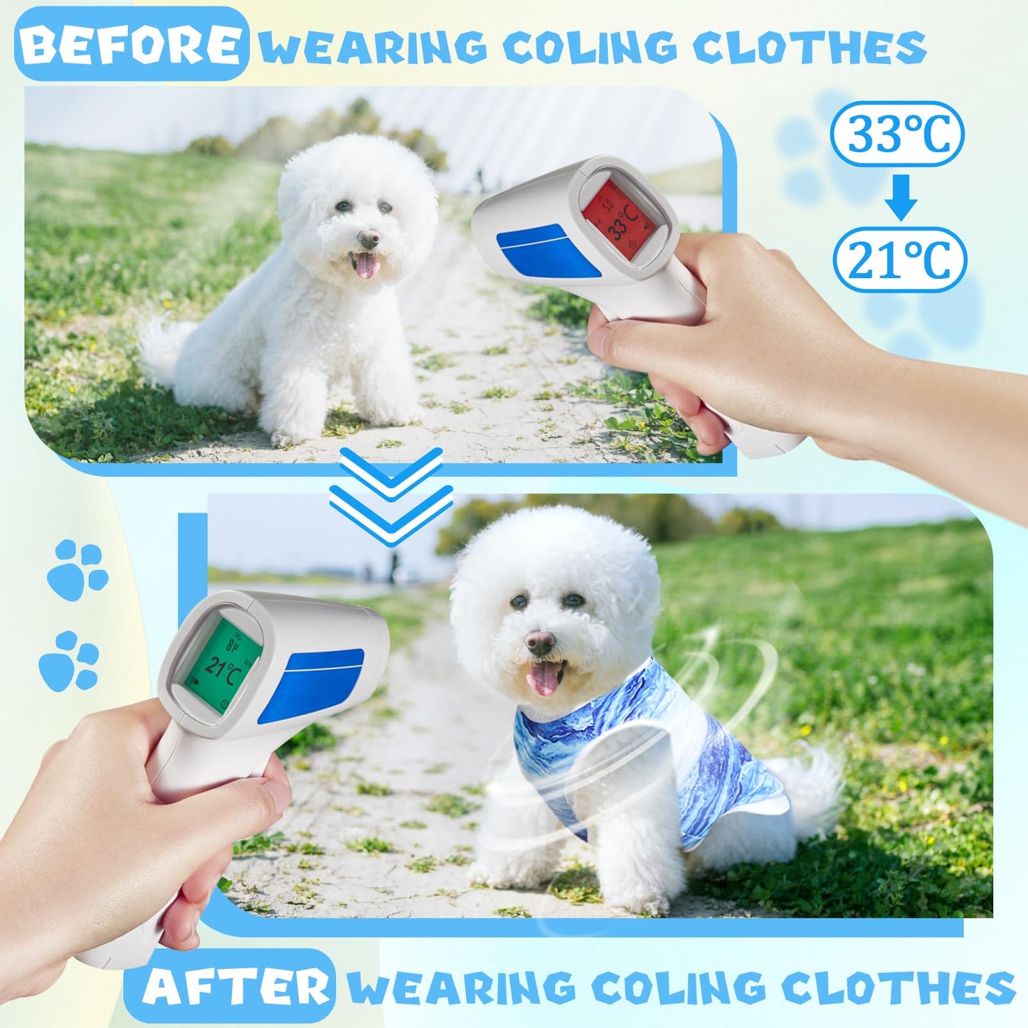 Boortight Dog Cooling Vest Summer Dog Shirt Quick Dry Breathable Cooling Vest for Small Medium Large Dogs (1Pack-L)