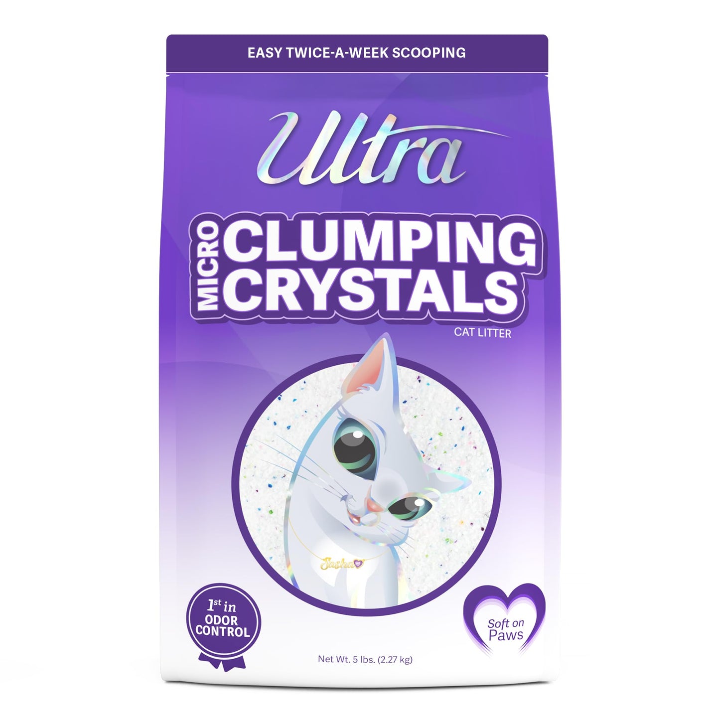 Litière agglomérante pour chat Ultra Pet, cristaux blancs et cristaux multicolores, 2,3 kg