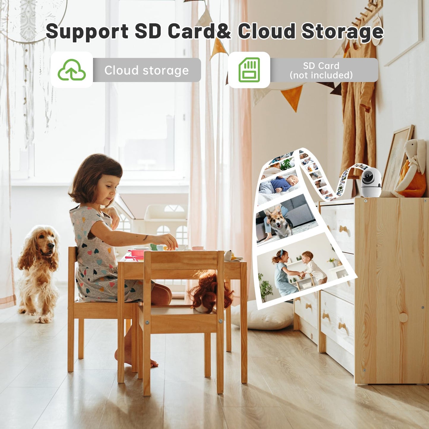 Caméra de sécurité intérieure 2K 5G et 2,4G Wi-Fi pour chien et animal domestique, avec application mobile, caméra de sécurité 360°, babyphone, détecteur de mouvement, vision nocturne, audio bidirectionnel, caméra nounou (A)