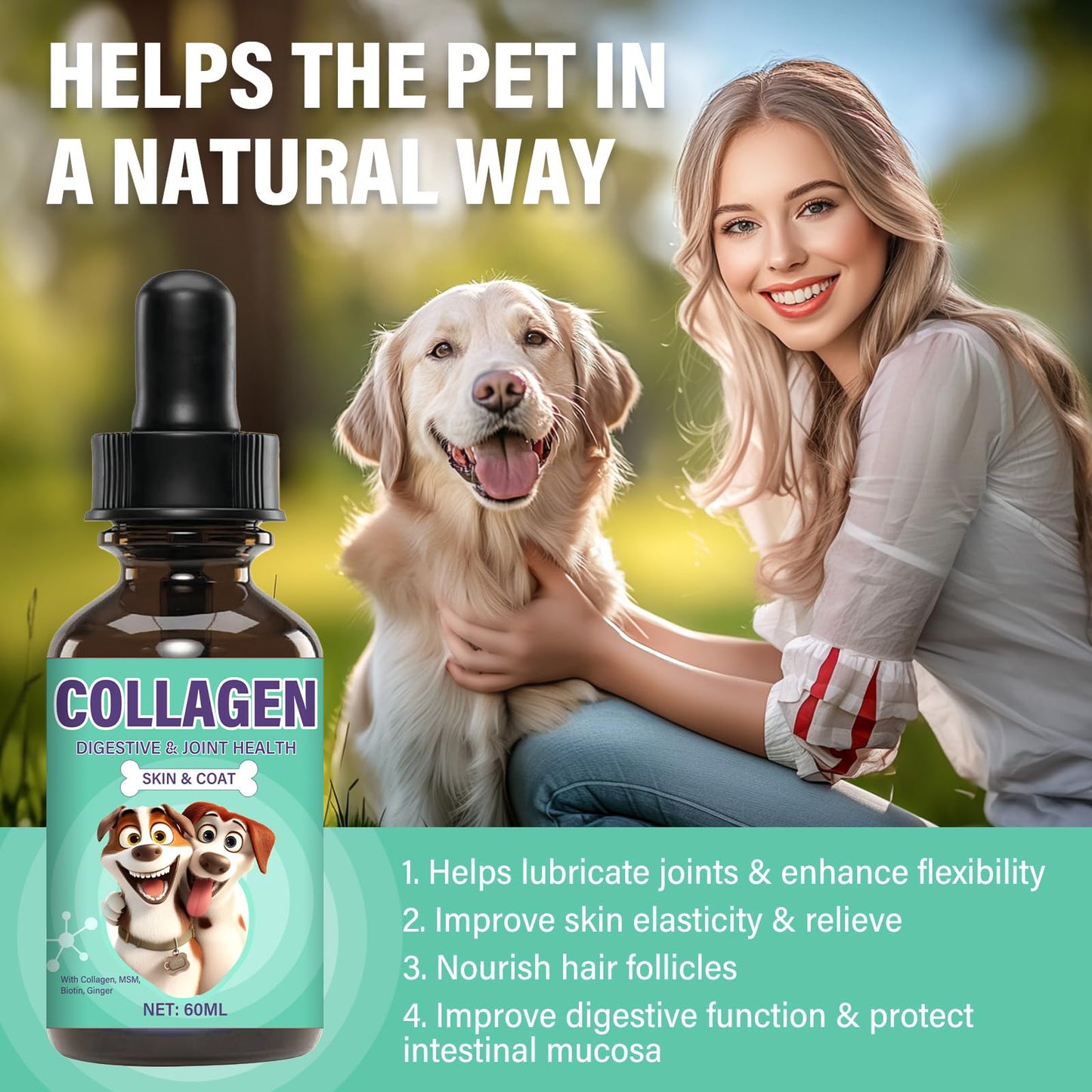 Liquid Collagen for Dogs,Premium Collagen for Dogs with Biotin,Supports Pet Digestive & Joint Health,60ml-1