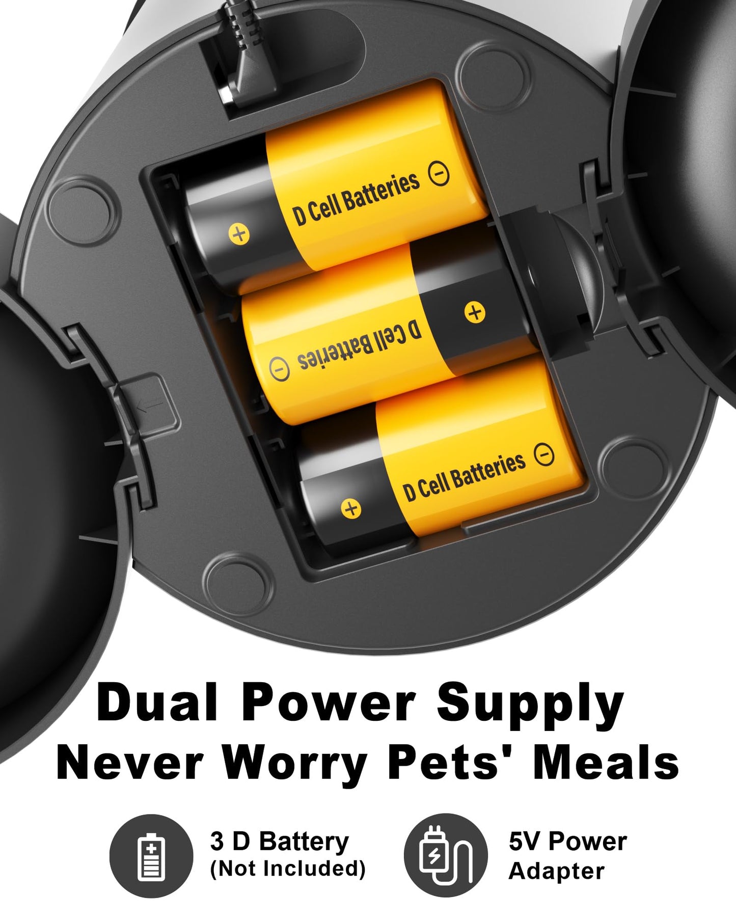 Miaosical Dual Automatic Cat Feeder 2 Cats,6 Meals/Day,12 Portions/Meal,4.2L Dual Power Double Bowls Feeder,Dry Food Auto Pet Dispenser,10S Voice Record,Flexible Schedule Timer(Black,Basic 2 Bowls)