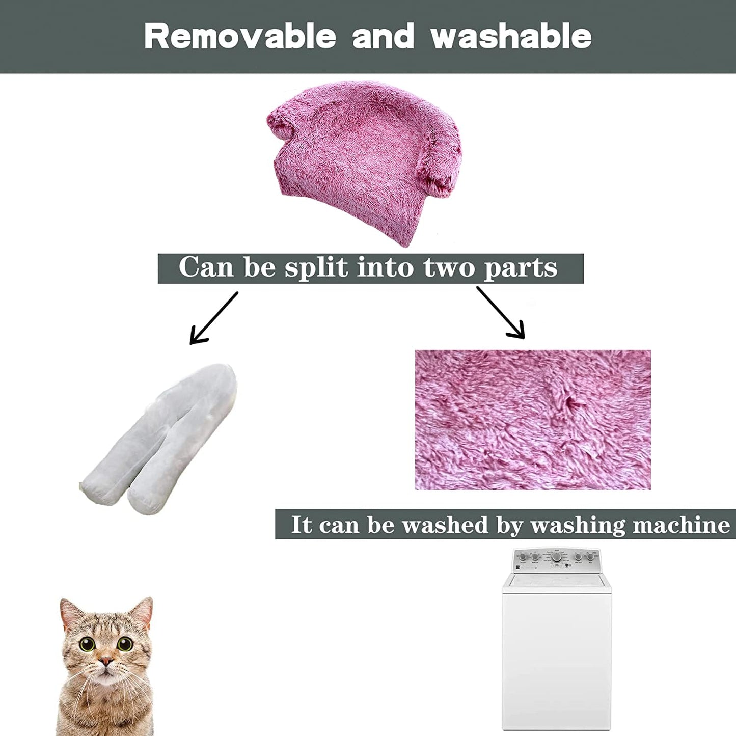 Panier apaisant pour chiens et chats, tapis moelleux en peluche pour protection de meubles avec doublure imperméable, housse amovible et lavable pour chiens et chats de grande, moyenne et petite taille (vin rouge, XL)
