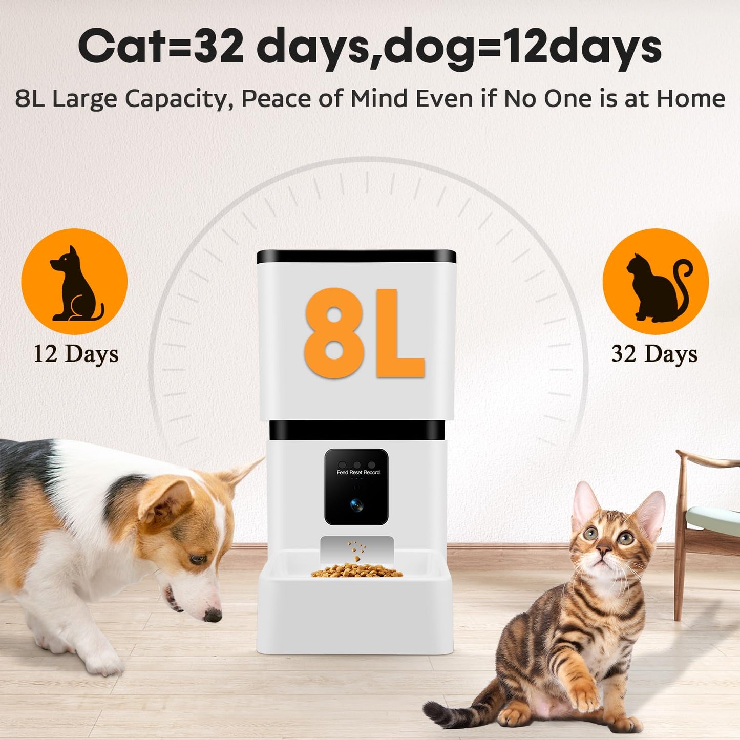 Automatic Dog Feeder with Camera WiFi: 33 Cups 5G App Control Easy Setup Cat Food Dispenser - HD 1080P Video Recording Timed Pet Feeder for Cat Dog Small-Pet