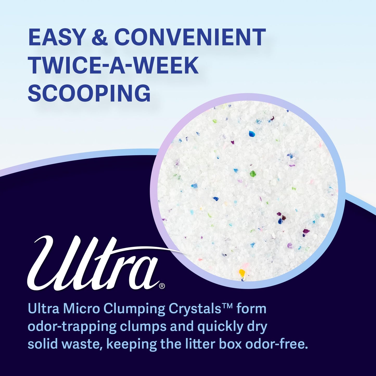 Litière agglomérante pour chat Ultra Pet, cristaux blancs et cristaux multicolores, 2,3 kg