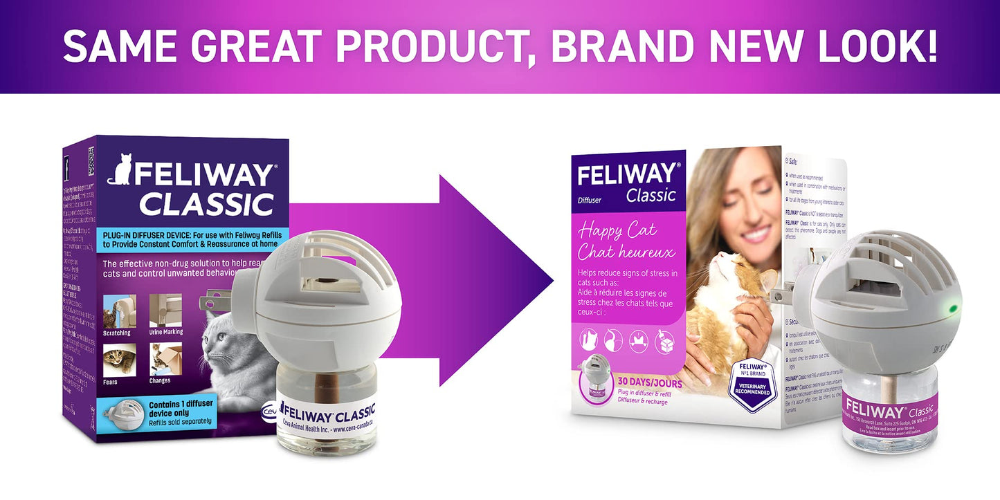 FELIWAY CLASSIC 30 Day Starter Kit - Comforts Cats at Home & Helps Control Unwanted Urine Spraying, Cat Scratching and Hiding (incl. FELIWAY Cat Diffuser LMH19 & FELIWAY Refill C238)