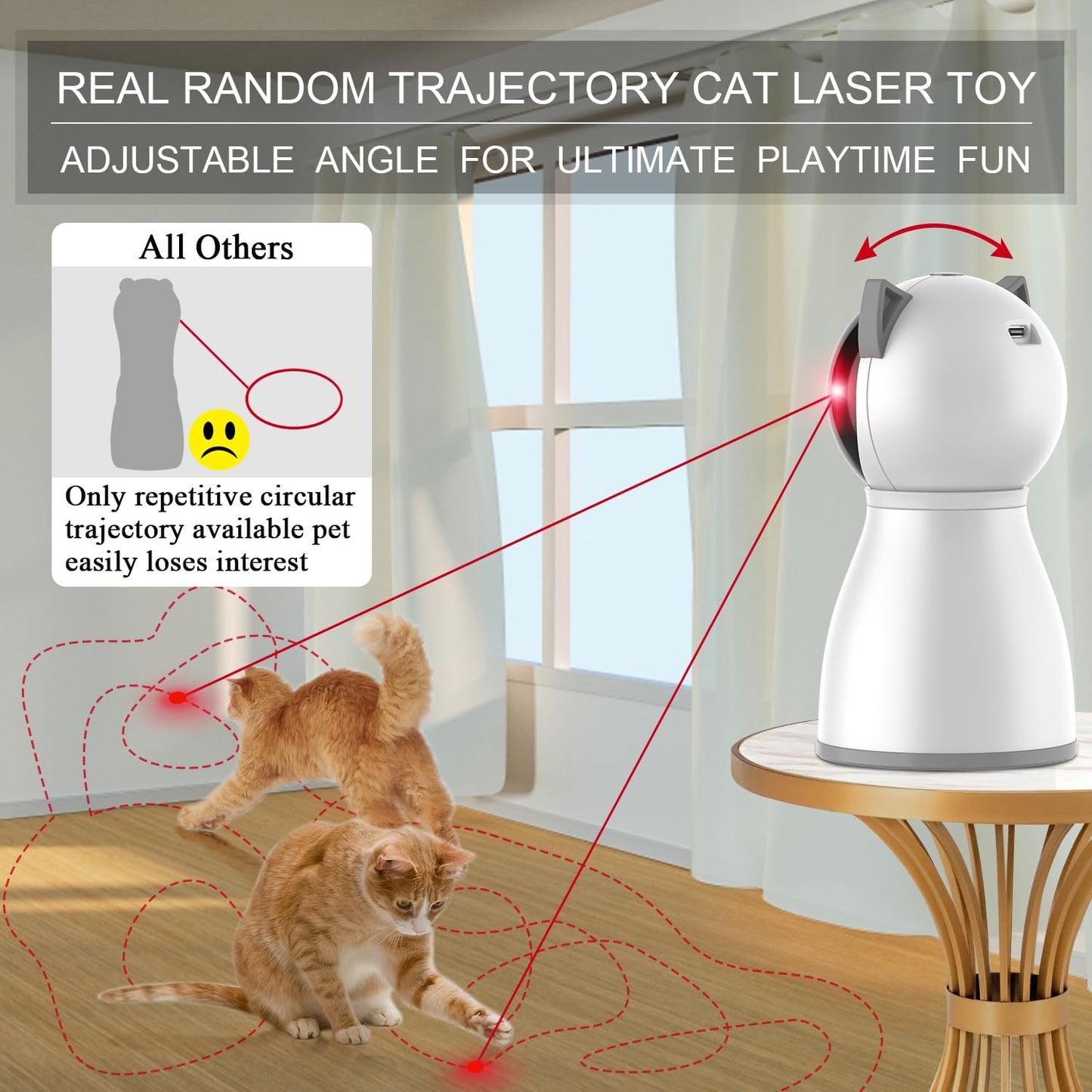 Jouets pour chats YVE LIFE, 4e génération, véritable trajectoire aléatoire, jouet laser automatique rechargeable activé par le mouvement, jouets interactifs pour chats/chatons/chiens d'intérieur