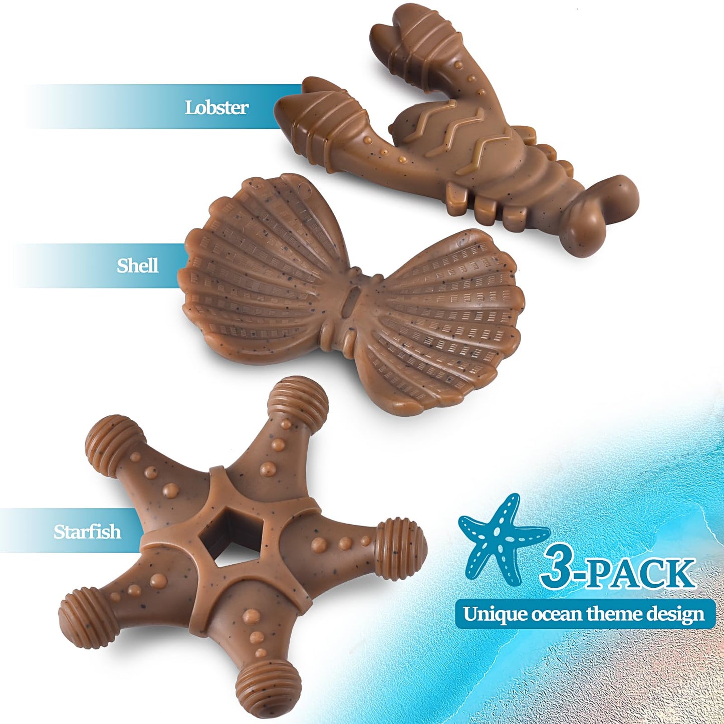 Jouets pour chiens agressifs, jouets indestructibles pour grands chiens, jouets à mâcher pour chiens de toutes races, lot de 3 super jouets à mâcher en nylon résistant, cadeau pour chiens
