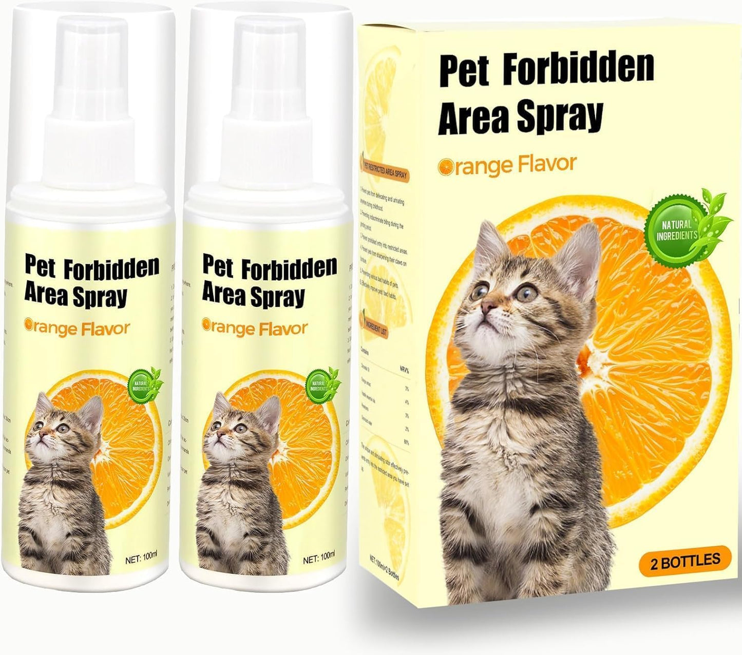 Spray répulsif naturel anti-griffures pour chats, protection efficace contre les griffures des chats, évite les zones restreintes, pour dresser les animaux de compagnie, dissuasion intérieure et extérieure, lot de 2 x 96 g