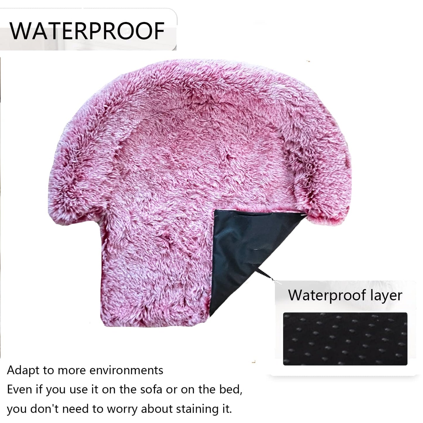 Panier apaisant pour chiens et chats, tapis moelleux en peluche pour protection de meubles avec doublure imperméable, housse amovible et lavable pour chiens et chats de grande, moyenne et petite taille (vin rouge, XL)