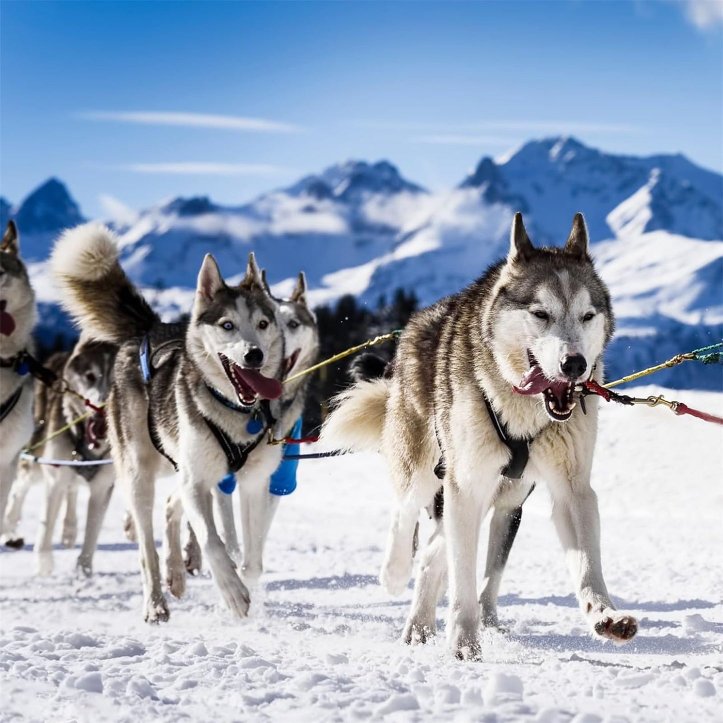 Harnais de traction réglable et robuste pour chien, en nylon imperméable avec bandes réfléchissantes, pour la course et le traîneau, pour les grandes races, le bikejoring, le skijoring, le canicross et le traîneau à chiens (noir, M)