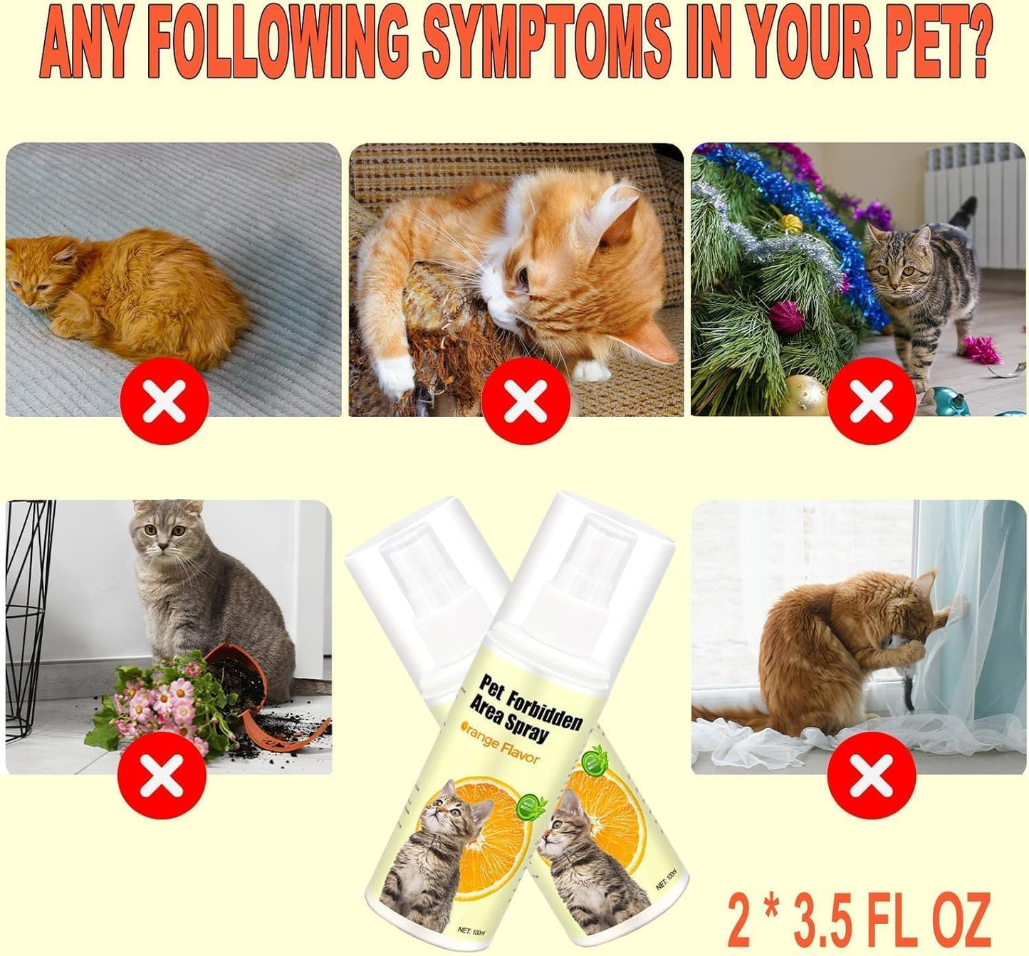 Spray répulsif naturel anti-griffures pour chats, protection efficace contre les griffures des chats, évite les zones restreintes, pour dresser les animaux de compagnie, dissuasion intérieure et extérieure, lot de 2 x 96 g