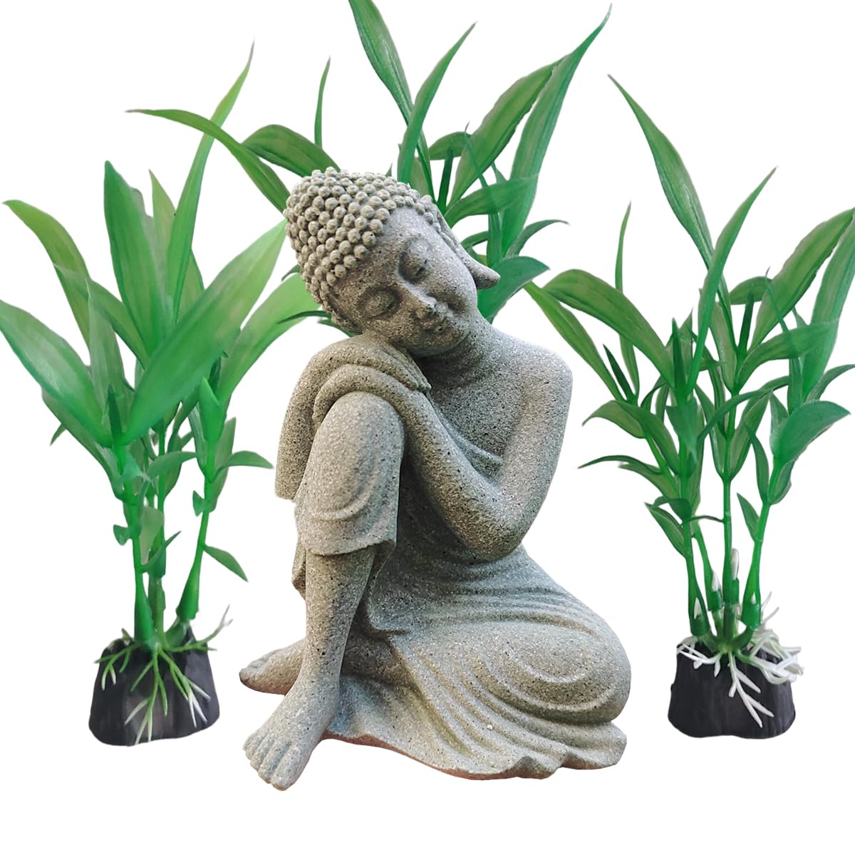 Buddha Fish Tank Decor Asian Stone Buddha Figurines for Aquarium Zen Garden Fish Tank Statue Decorations Mini Stone Buddha Zen Garden Sculptures Decor,Gift, A