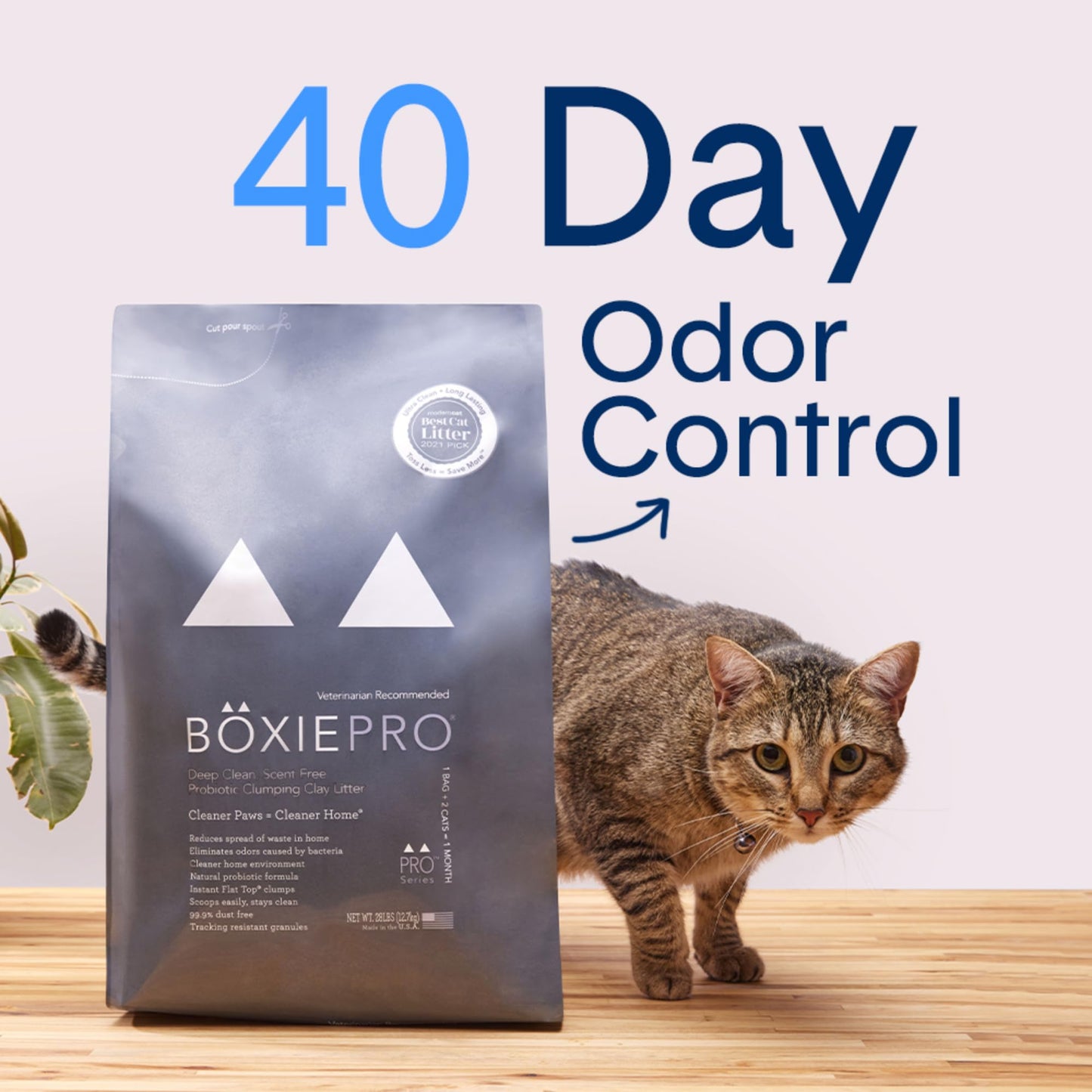 Litière agglomérante Boxie® Probiotic pour chats et chatons, contrôle des odeurs pendant 40 jours, 7,3 kg, 99,9 % sans poussière, autonettoyante, longue durée, approuvée par les vétérinaires, facile à ramasser pour tous les bacs à litière