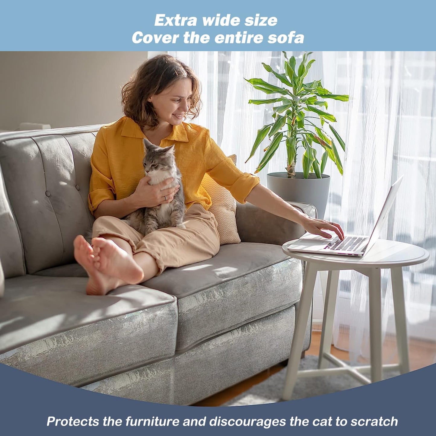 Protection anti-rayures pour chat 30 x 299 cm, autocollante, simple face, pour meubles, canapé, transparent, à découper soi-même