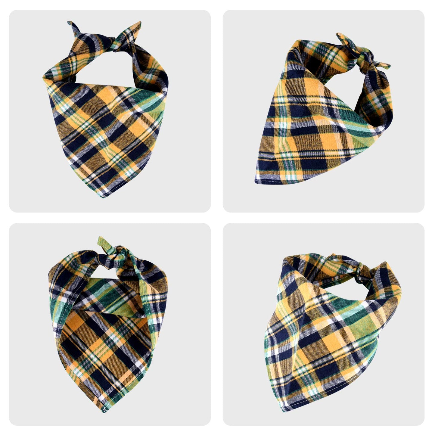 KUUQA 10 Pack Triangle Dog Bandanas, Plaid Bibs Scarf Washable and Adjustable Kerchief Set for Dogs Cats Pets