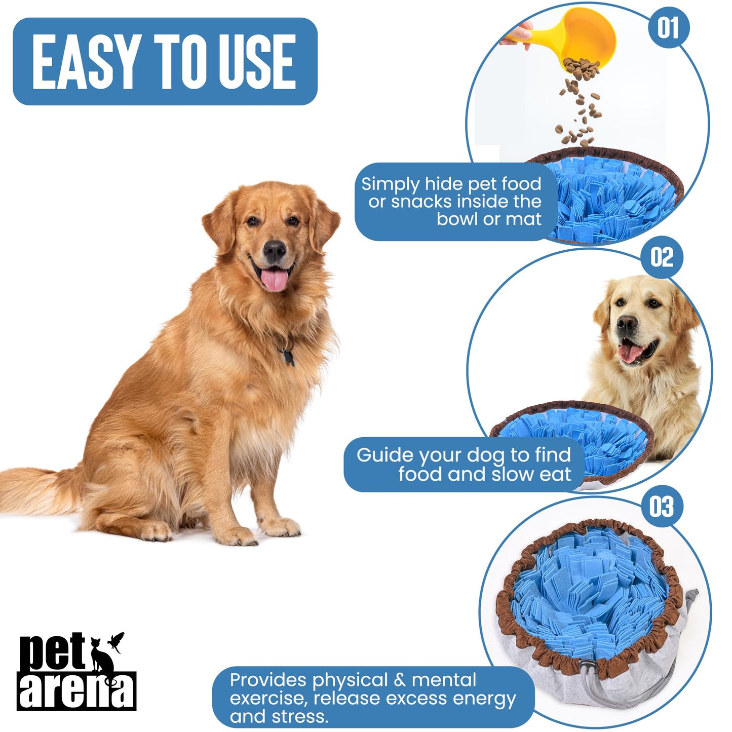 PET ARENA Adjustable Snuffle mat for Dogs, Dog Puzzle Toys, Enrichment Pet Foraging mat for Smell Training and Slow Eating, Stress Relief Interactive Dog Toy for Feeding, Dog Mental Stimulation Toys