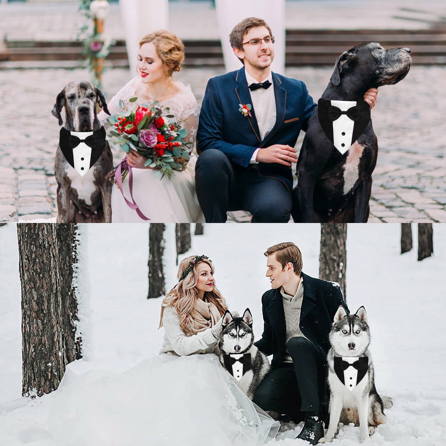 GOYOSWA Costume de smoking pour chien, collier bandana de mariage pour chien avec nœud papillon, costumes de smoking pour chien réglables, cadeaux d'anniversaire de fiançailles pour petits, moyens et grands chiens (S : tour de cou 12,5 à 21 pouces)