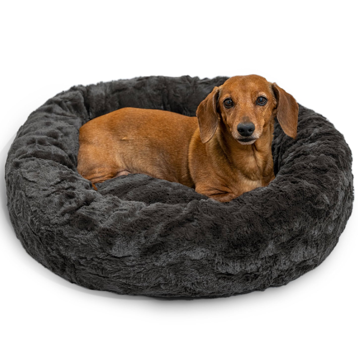 Best Friends by Sheri Le panier apaisant original pour chien et chat en fourrure luxueuse, gris foncé vison, petit, 23 x 23