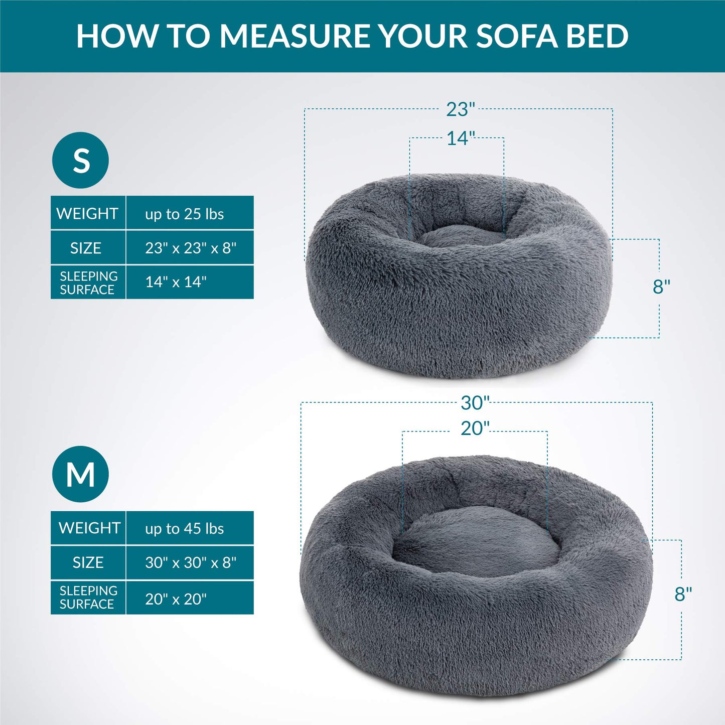 Lit rond et apaisant pour chien Bedsure en peluche - Lavable - 76 cm - En fausse fourrure antidérapante - Convient aux chats jusqu'à 20 kg, auto-chauffant - Gris