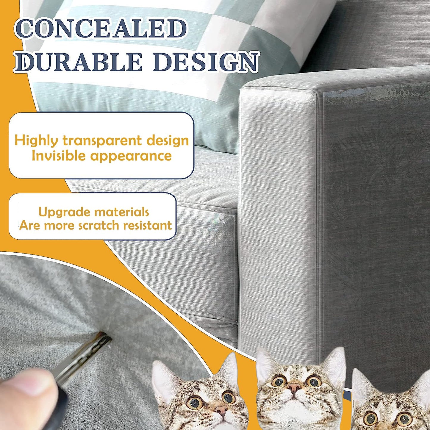Protection anti-rayures pour chat 30 x 299 cm, autocollante, simple face, pour meubles, canapé, transparent, à découper soi-même
