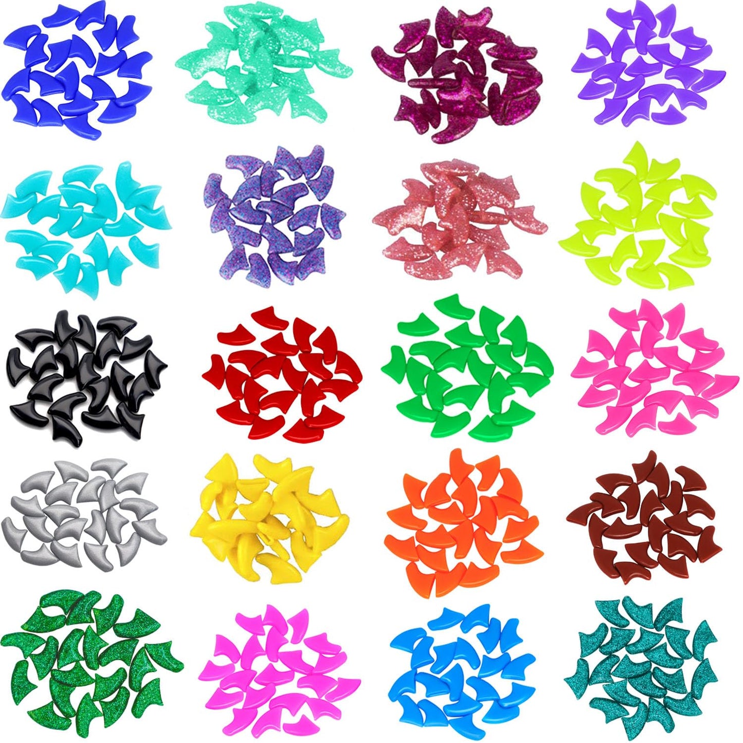 100pcs (10 Colors) Cat Nail Caps, Cat Claw Caps Cat Nail Covers with Adhesive Glue and Applicators (Medium)