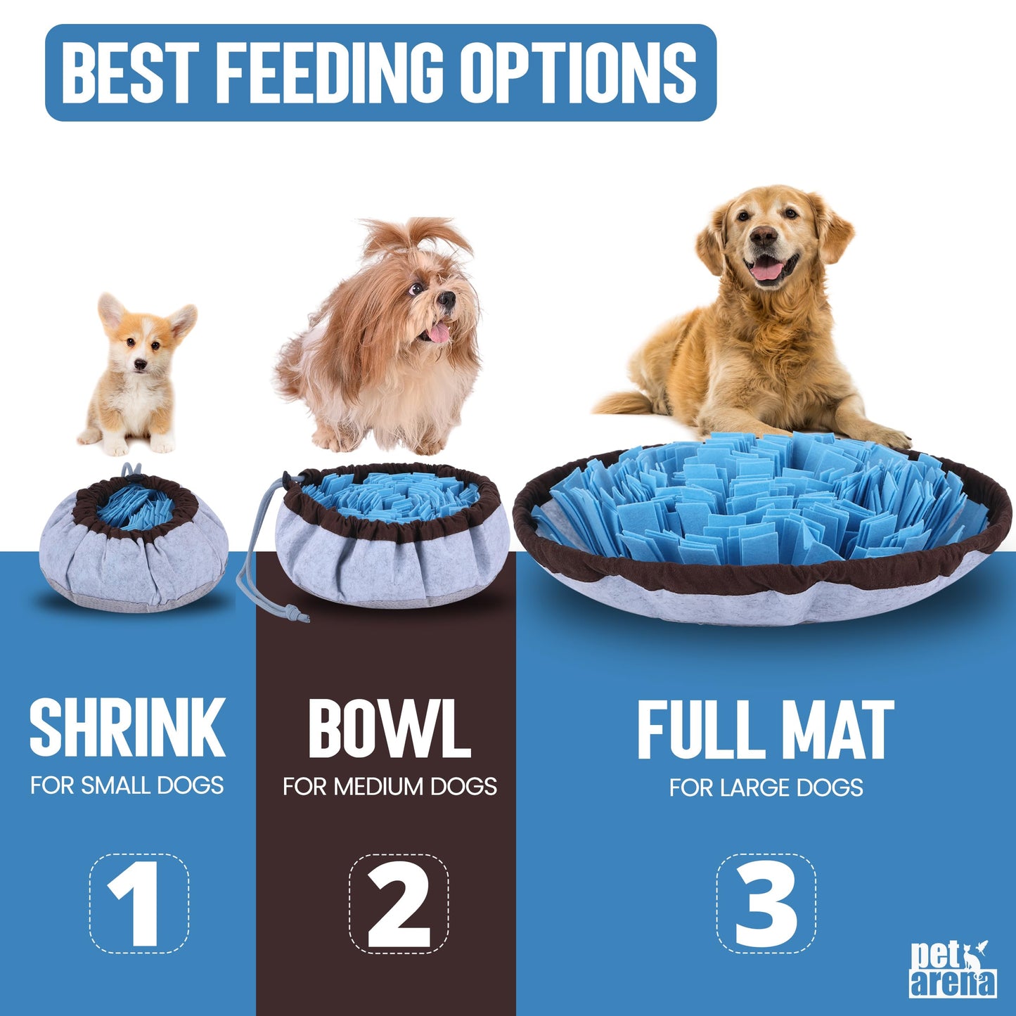 PET ARENA Adjustable Snuffle mat for Dogs, Dog Puzzle Toys, Enrichment Pet Foraging mat for Smell Training and Slow Eating, Stress Relief Interactive Dog Toy for Feeding, Dog Mental Stimulation Toys