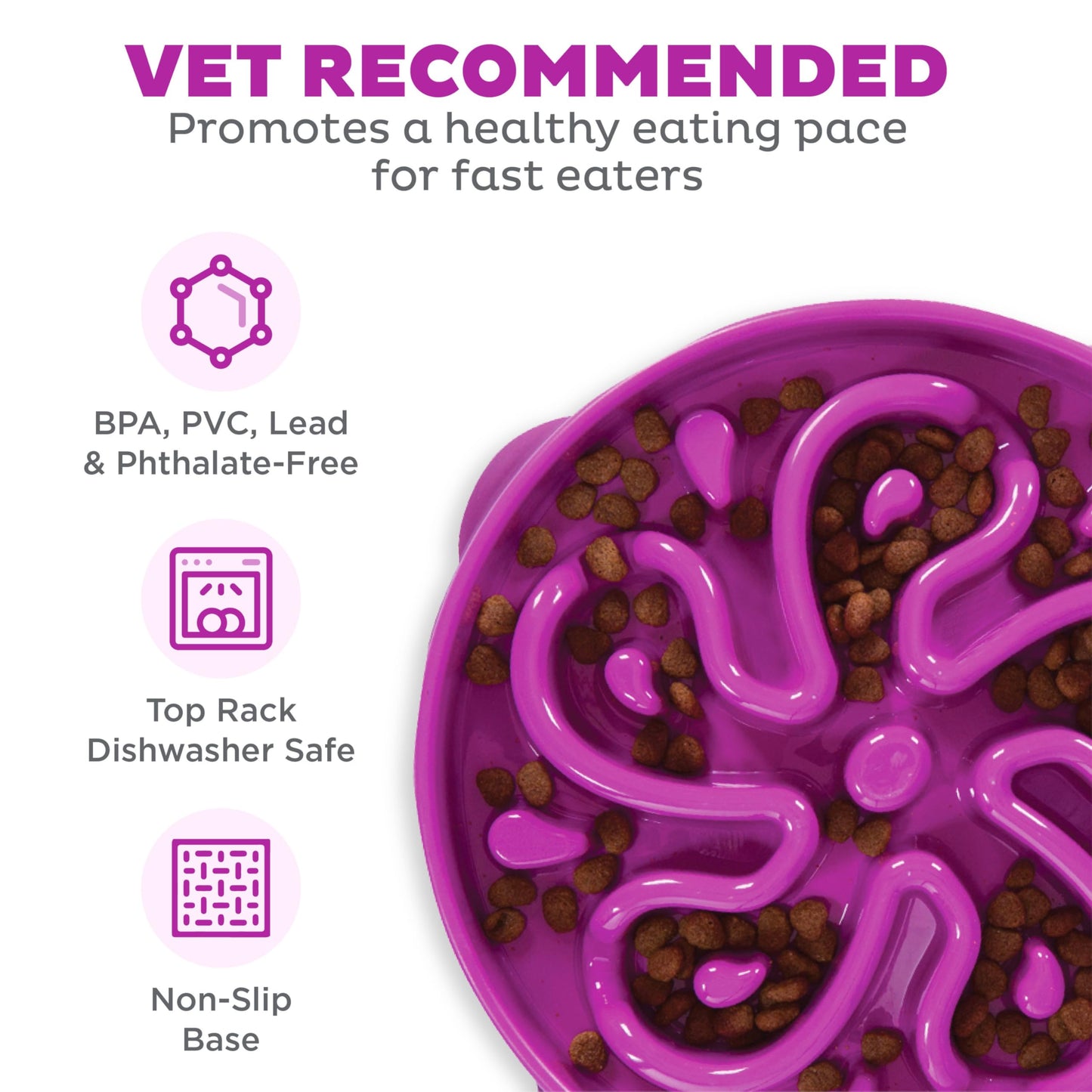 Gamelle lente Outward Hound Fun Feeder, grande gamelle pour chien, 4 tasses, violet