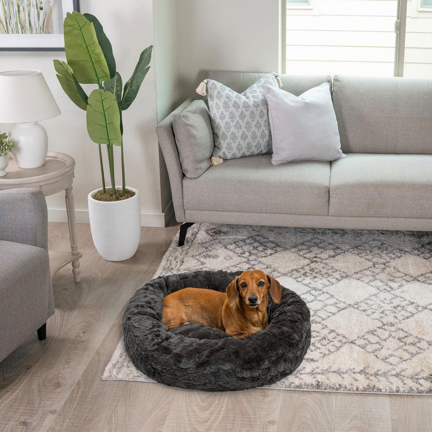 Best Friends by Sheri Le panier apaisant original pour chien et chat en fourrure luxueuse, gris foncé vison, petit, 23 x 23