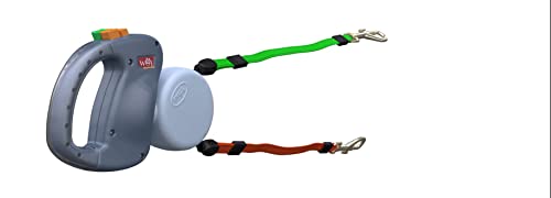 Wigzi Two Dog Retractable Non-Tangling Dog Leash with Innovative Gel Handle - Walk 2 Dogs Up to 50 lbs Each - 10 ft Leads