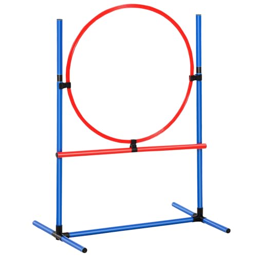 VEVOR Dog Agility Training Equipment, 5 PCS Set with Adjustable High Hurdles,6 Weave Poles, Tunnel, Jump Ring, Pause Box, Whistle, Foldable Bowl, Puppy Obstacle Course Kit with Storage Bags