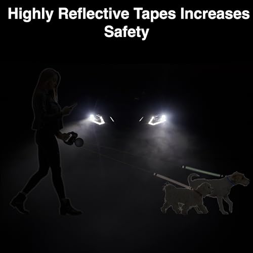 Wigzi Two Dog Retractable Non-Tangling Dog Leash with Innovative Gel Handle - Walk 2 Dogs Up to 50 lbs Each - 10 ft Leads