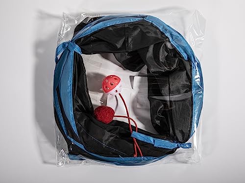 Pawaboo Cat Toys, Cat Tunnel Tube S-Shaped Tunnels 25x97cm Extensible Collapsible Cat Play Tent Interactive Toy Maze Cat House with Balls and Bells for Cat Kitten Kitty Rabbit Small Animal, Blue