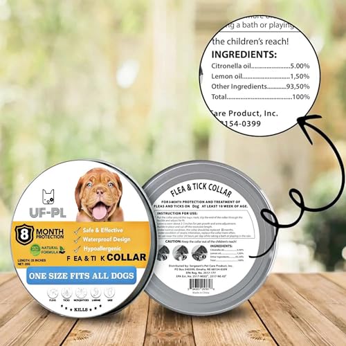 UF-PL 8 Month Dog Collar - Dog Collar for All Dog Breeds and Sizes-Adjustable,Safe,Durable & Effective Collar for Dog 25 Inches-Long Lasting,Flexible,Portable & Waterproof Collar for Dogs