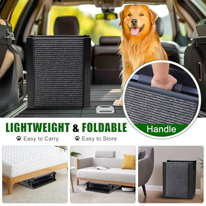 PUPAINT Dog Ramp for Car, Portable Dog Ramp with Non-Slip Rug Surface & Pet Blanket, 67" L Folding Pet Ramp, Easy to Store, Aluminum Alloy Frame Max Load 260LBS for Dog Enter Cars, SUVs (Upgraded)