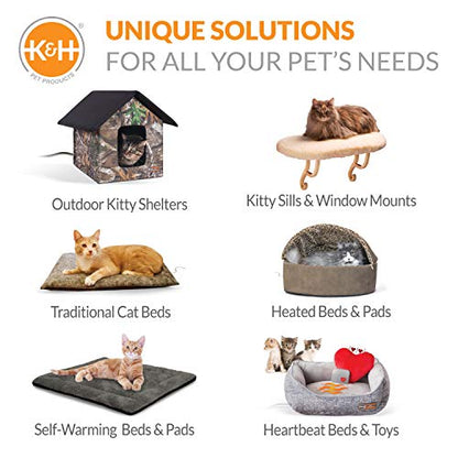 K&H Pet Products Heated Cat Window Perch - Thermo-Kitty Sill with Washable Fleece Cushion Bed Cover - Sturdy Warming Cat Hammock Holds 40LBS - Window Bed Seat for Indoor Cats
