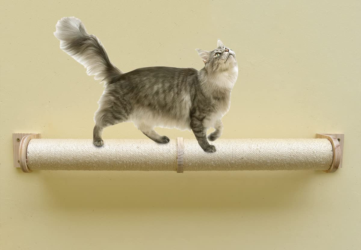 MIAOGE Wall Mounted Cat Scratcher,Cat Wall Scratching Posts and Cat Shelves,Wall Cat Tree for Indoor Cats,Cat Wall Furniture Scratch Posts (Sisal Rope_Φ7)