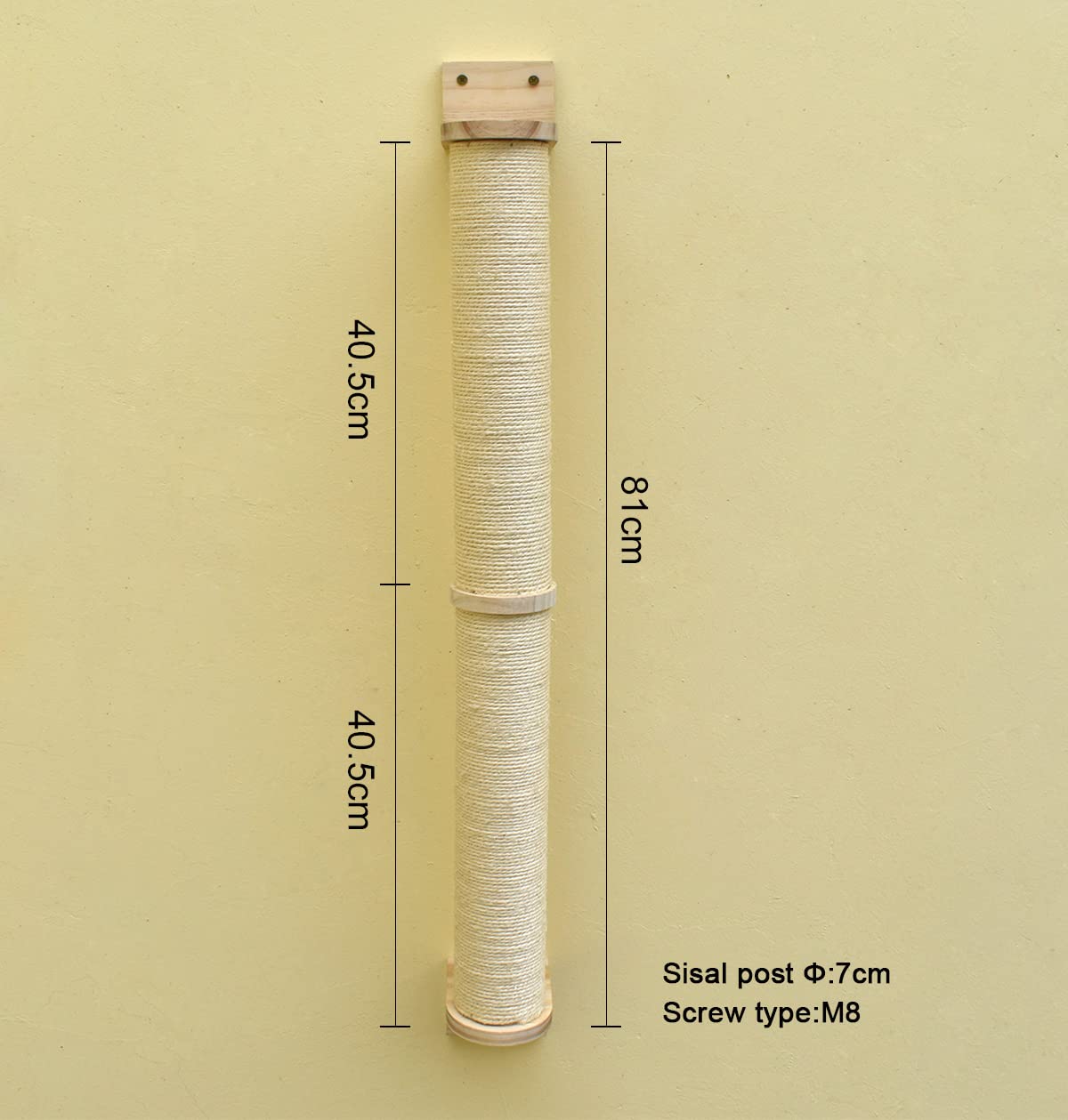 MIAOGE Wall Mounted Cat Scratcher,Cat Wall Scratching Posts and Cat Shelves,Wall Cat Tree for Indoor Cats,Cat Wall Furniture Scratch Posts (Sisal Rope_Φ7)