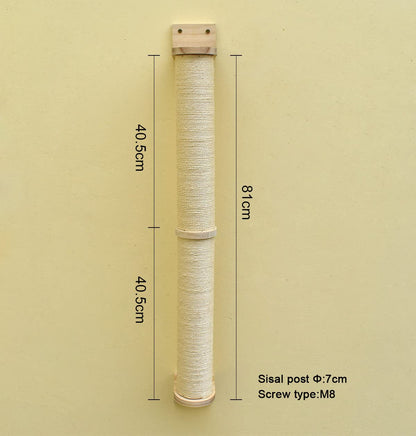 MIAOGE Wall Mounted Cat Scratcher,Cat Wall Scratching Posts and Cat Shelves,Wall Cat Tree for Indoor Cats,Cat Wall Furniture Scratch Posts (Sisal Rope_Φ7)