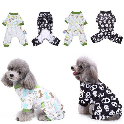 Pyjama pour chien Funny Day, combinaison pour petit chien, 100 % coton, motif dinosaure à quatre pattes (lot de 2, taille M)