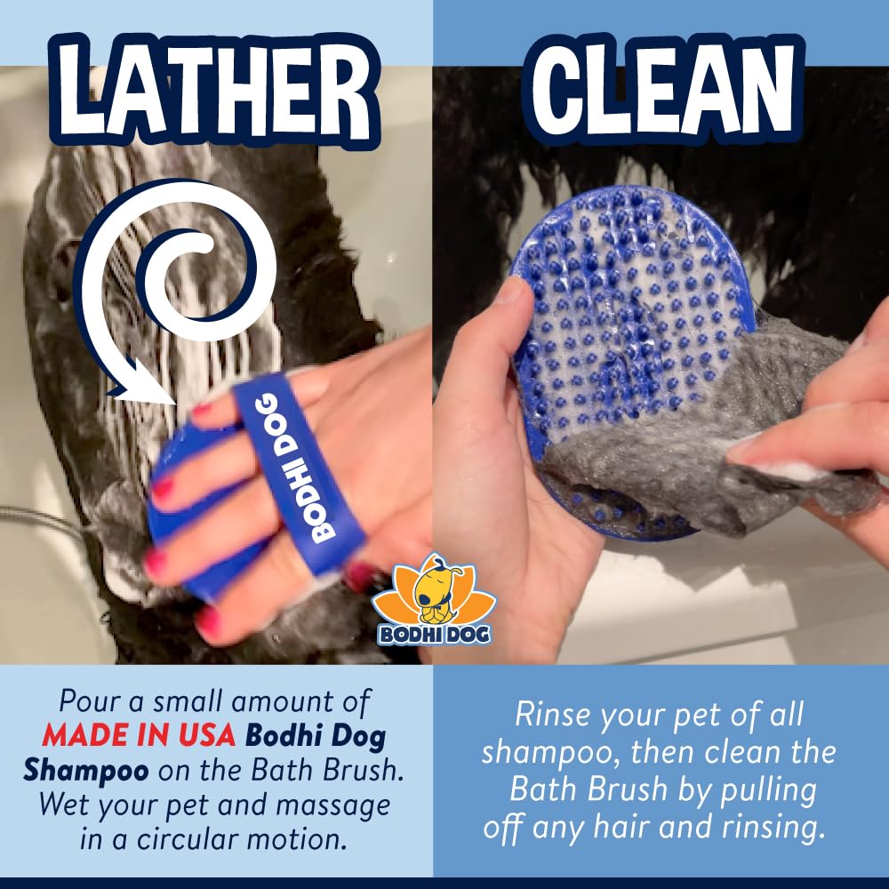 Bodhi Dog Bath Brush | De shedding Dog Brush | Hair Removing for Long Hair Dog Brush | Dog Brush for Short Haired Dogs | Dog Accessories Rubber Curry Brush | Dog Shampoo Brush